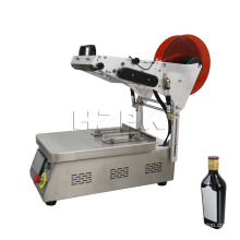 HZPK wenzhou semiautomatic top bottom square bottle beverage sticker labeling machines handheld price